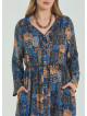 Shirt Collar Belt Detailed Blue Bohemian Plus Size Dress 4613